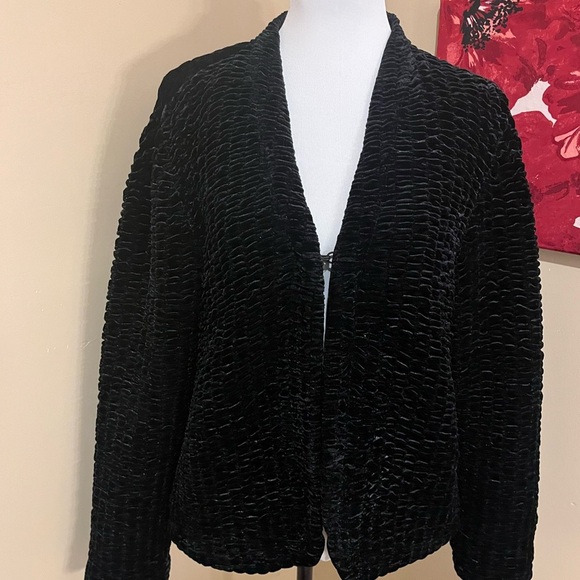 Chico's Black Chenille Jacket with Shawl Collar and Relaxed Fit, Chico 2 (12) - Picture 1 of 9